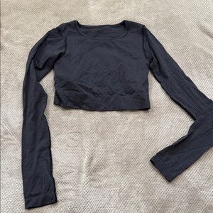 lululemon athletica Dark Gray Long Sleeve Crop Top